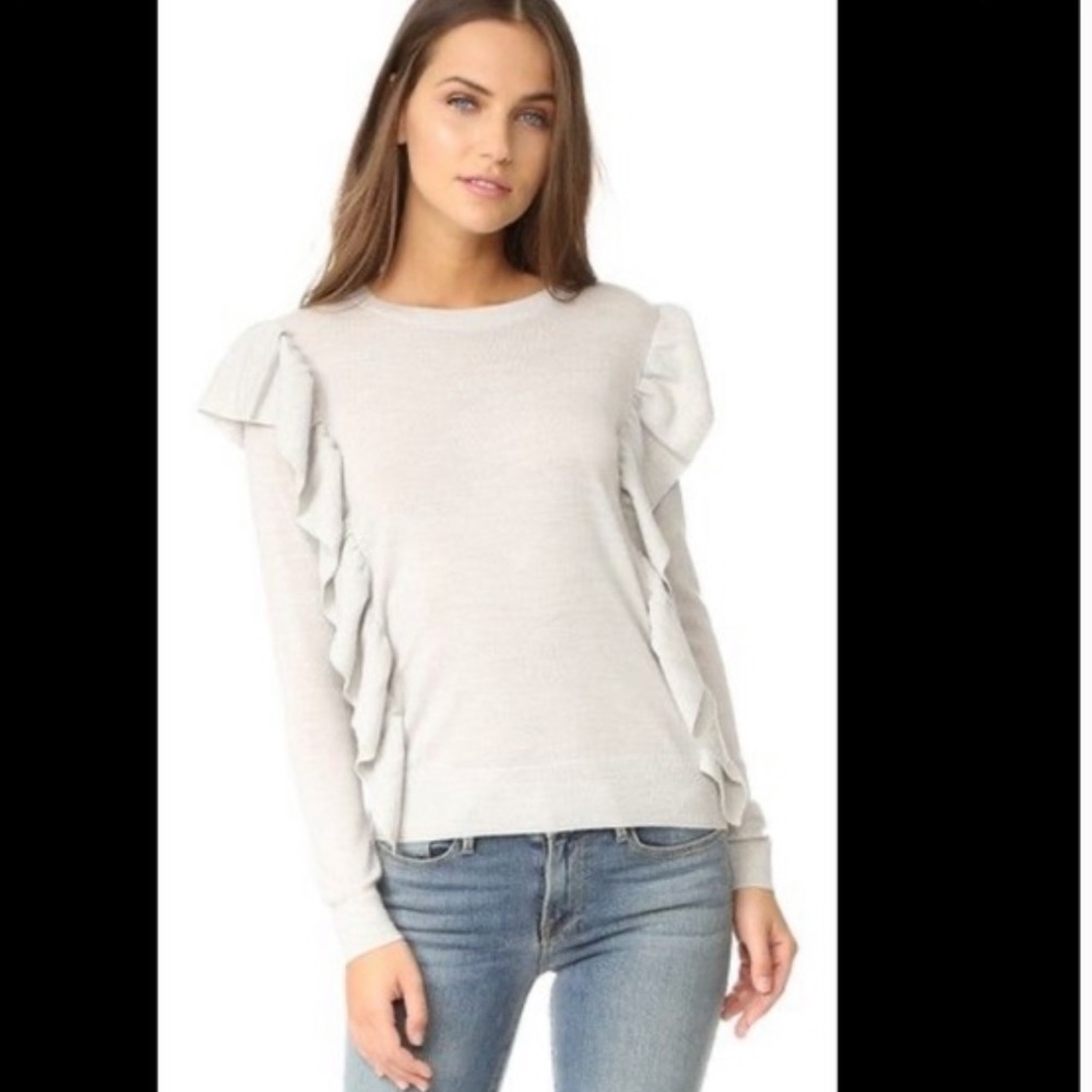 Club Monaco light grey pull over wool sweater petite - Picture 2 of 5